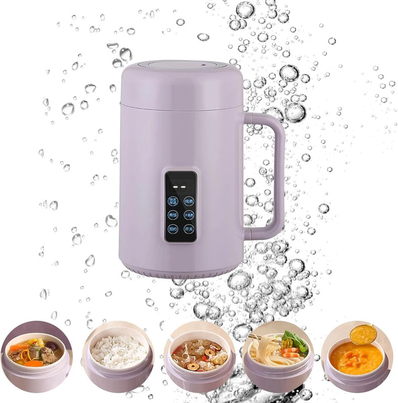 NIVKEZ Portable Rice Cooker with Stainless Steel Pot, Ceramic Inner Coating, Multi Slow Cooker(1 L)