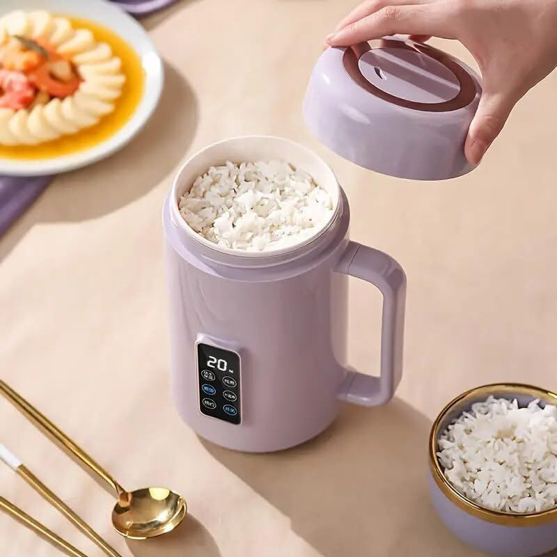 opriQ 1000ml Mini Electric Kettle Mug Cooker, 500W, Stainless Steel Pot, LCD Timer Slow Cooker(500 L)