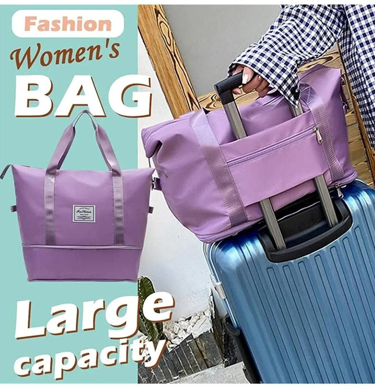 meckoji Travel foldable duffel bag,shopping bag for women Small Travel Bag(Purple, Green, Black, Blue, Grey, Pink)