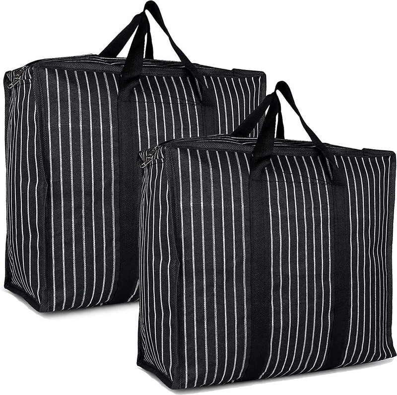 MOZU BAZAAR Big Heavy Duty Storage Organizer Canvas Bag, Extra Large Bag (Pack Of 2) Small Travel Bag  - LARGE SIZE(Black)