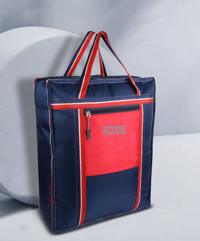 ROCKZONE Multipurpose Large Heavy Duty Polyester Shopper Bag with Strong Handle Blue/Red Small Travel Bag  - Large(Blue, Red)