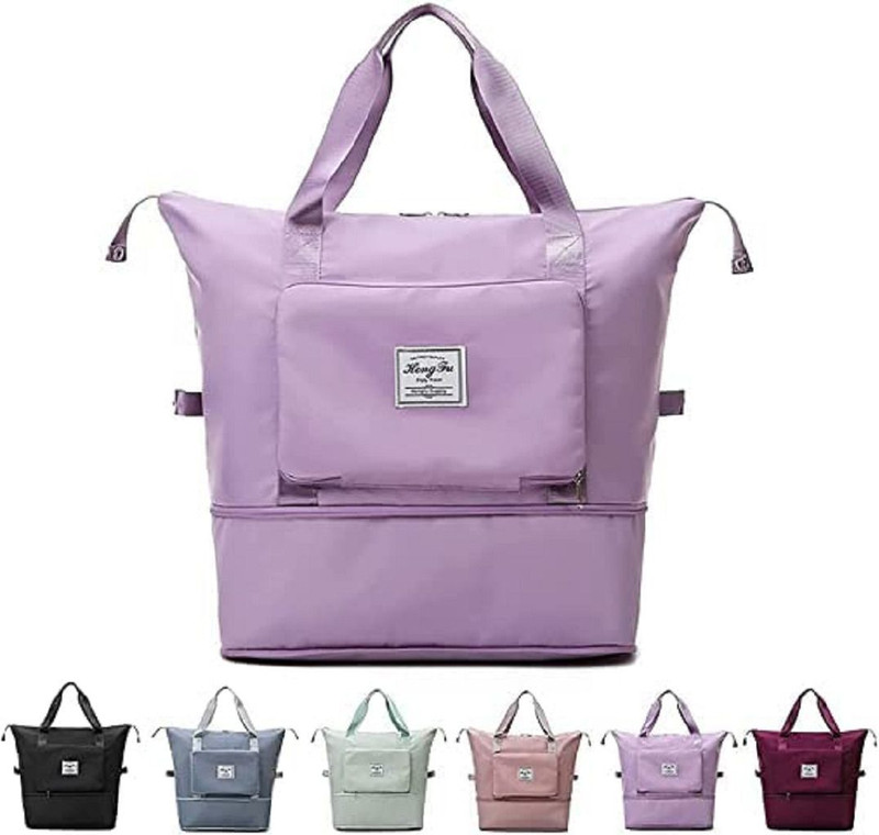 CLUTTERCURE Large Capacity Folding Bag, Travel Waterproof Carry Travel Bag Small Travel Bag Small Travel Bag(Purple)