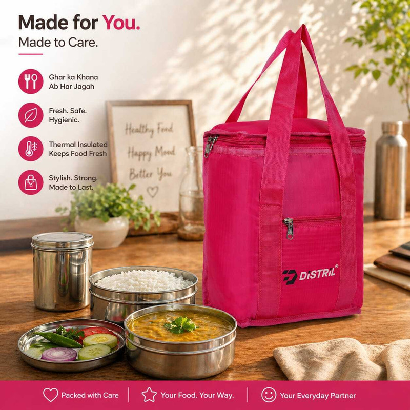 DISTRIL pink tiffin b2 Small Travel Bag - L25 H22 W12(Pink)
