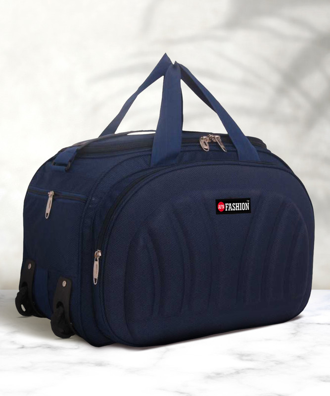 BAG 4 U Lightweight 60 L Luggage Travel Duffel Bag with 2 Wheels Navy Blue Small Travel Bag  - Medium(Blue)