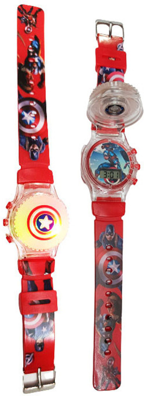 Vrinde Kids toy spinner light watch Spider(Red Strap, Size : 9 inc)