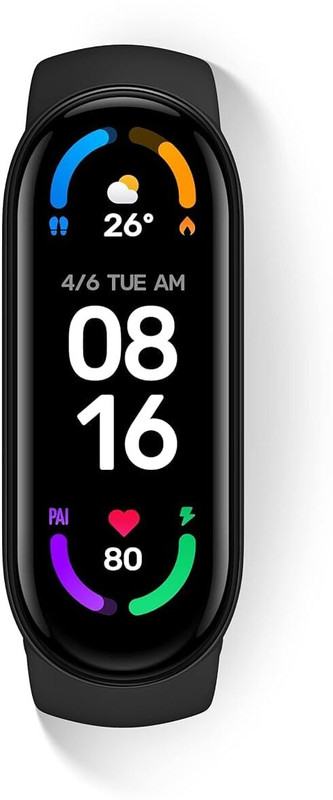 Mi Smart Band 6(Black Strap, Size : Regular)