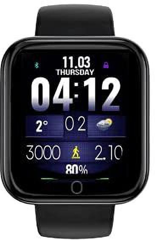 Rhobos 2 Year Warranty Bluetooth D116 SmartWatch with Heart Rate & Blood Pres(Black Strap, Size : Free Size)