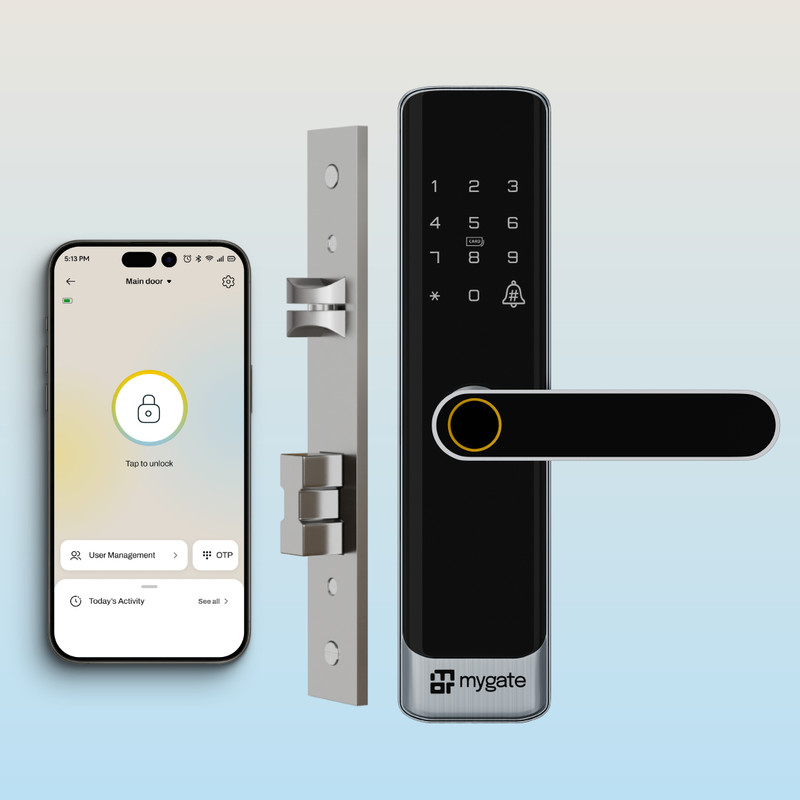 Mygate Lock SE: 6 Ways to Unlock - App,PIN,RFID,Key,OTP & Fingerprint | 3-Year Warranty Smart Door Lock(Mullti Color)