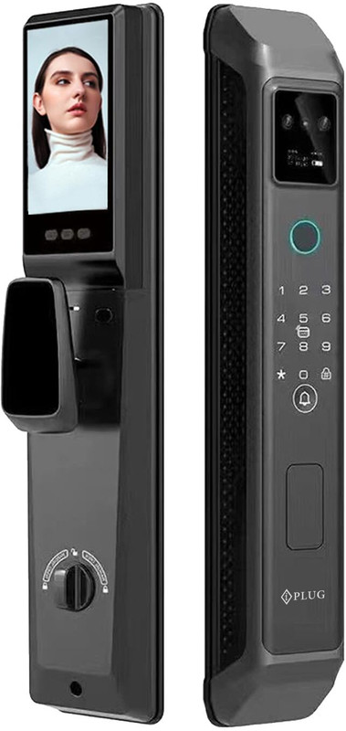 iPlug Smart Door Lock IMAX PRO | REAL TIME VISUAL INTERCOM | 6-Way Unlocking , black Smart Door Lock(Black)