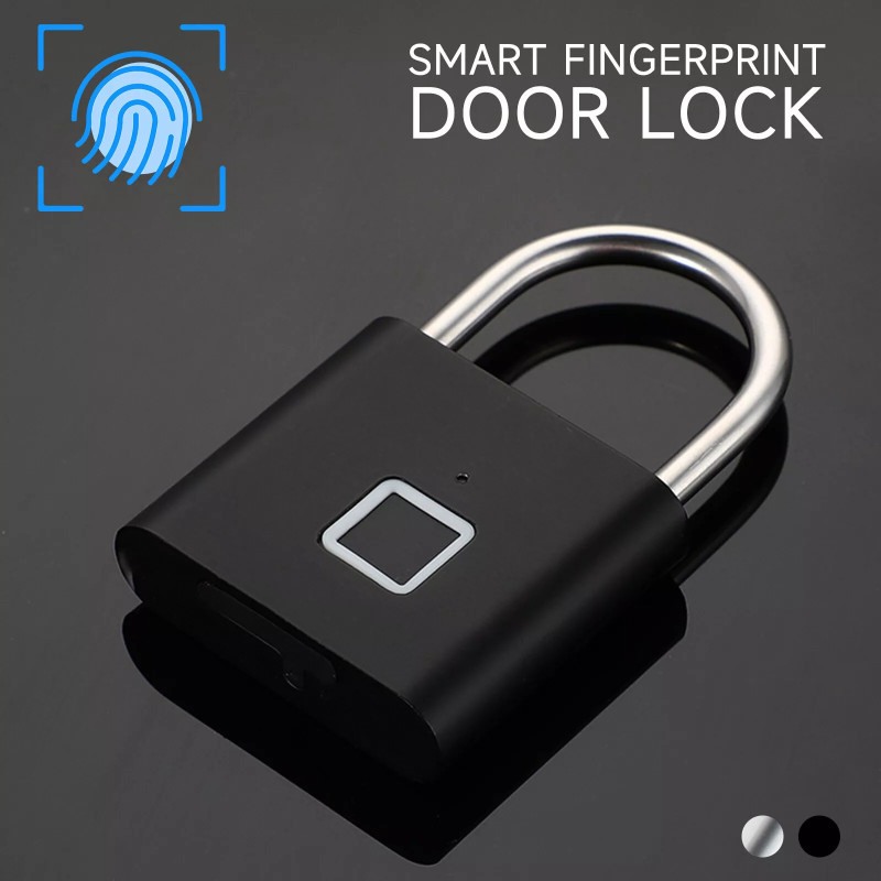 Dizaa Keyless Rechargeable Fingerprint Padlock Rechargeable Keyless Anti-theft Security Smart Door Lock(Black)