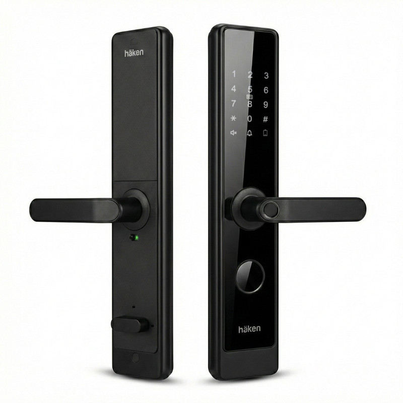 Haken HDLF M61 Digital Mortise Door Lock 5-Way Access Fingerprint PIN RFID App Coffee Brown Smart Door Lock(Black)