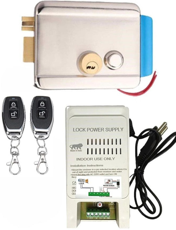 Aayansh Collection Metal Door Lock with WiFi Controller and 2 Black Remotes Smart Door Lock(White)