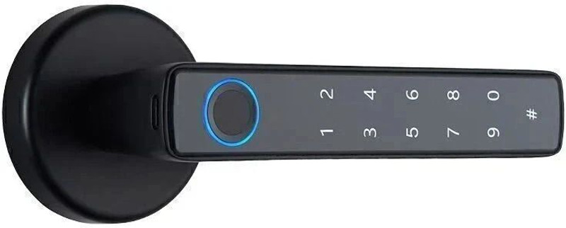 Toss Smart Rim Door Handle for Wooden & Metal Doors | 4-in-1 Biometric Security | Fingerprint, PIN & NFC Access | 2 Year Warranty (Black) | Free Installation Smart Door Lock(Black)