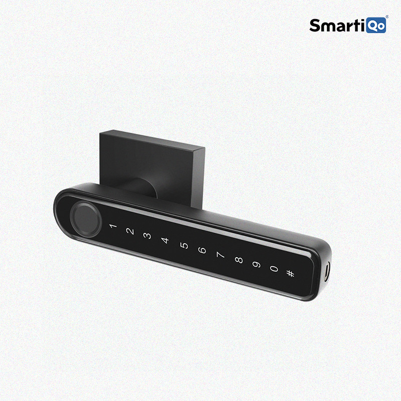 SmartiQo Fingerprint Passcode Handle Door Lock Smart Door Lock(Black)