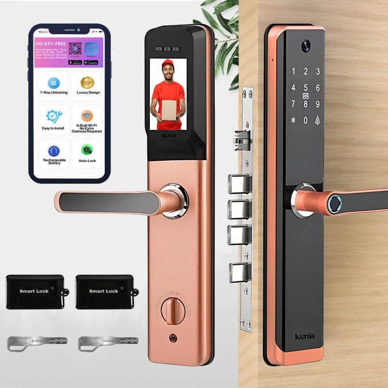 lumia OMEGA Smart Door Lock(Pink, Black)