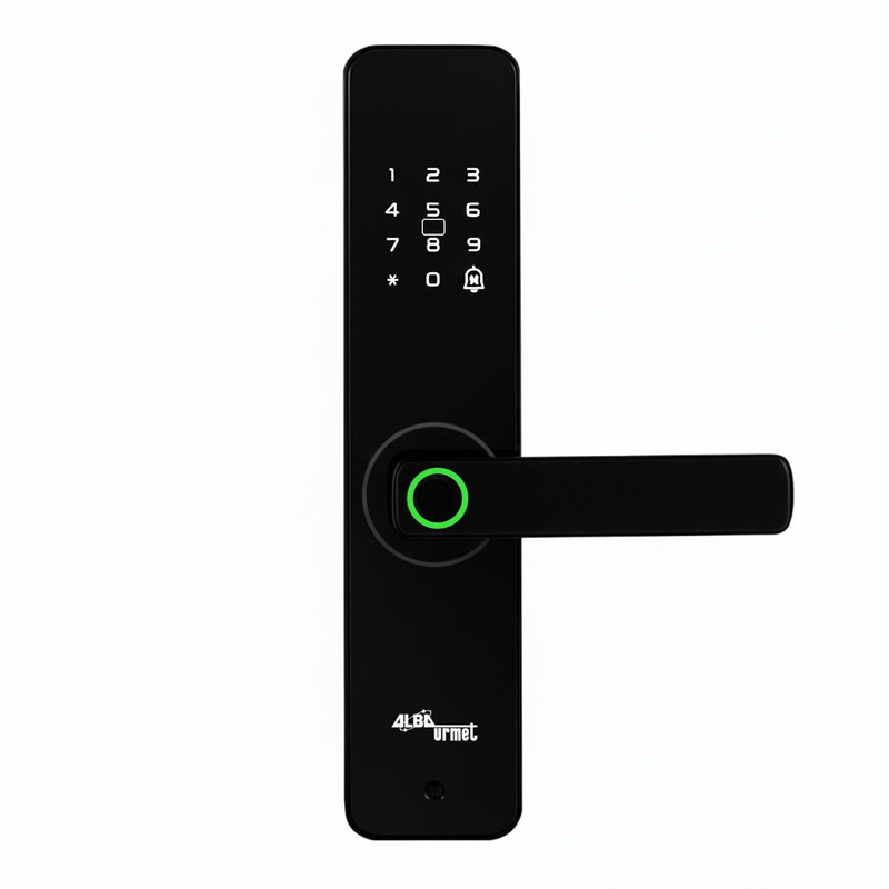 alba urmet Digital Door Lock with Fingerprint, Passcode, RFID & Key | WiFi 2.4GHz | 100 Users | USB Backup | Mortise | Free Installation Smart Door Lock(Black)