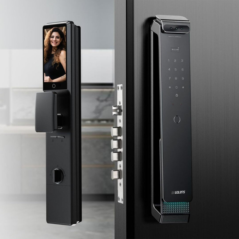 GOLENS X94 Smart Lock 3D Face Recognition, On Demand Video Intercom Wi-Fi Unlock Using App Dual Li-ion Battery Smart Door Lock(Black)