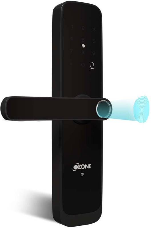 OZONE Smart Internal Door Lock for Wooden & Metal Doors with 5-way Access Mobile App, Fingerprint, Password, RFID Card and Emergency Key | Black Smart Door Lock(Black)