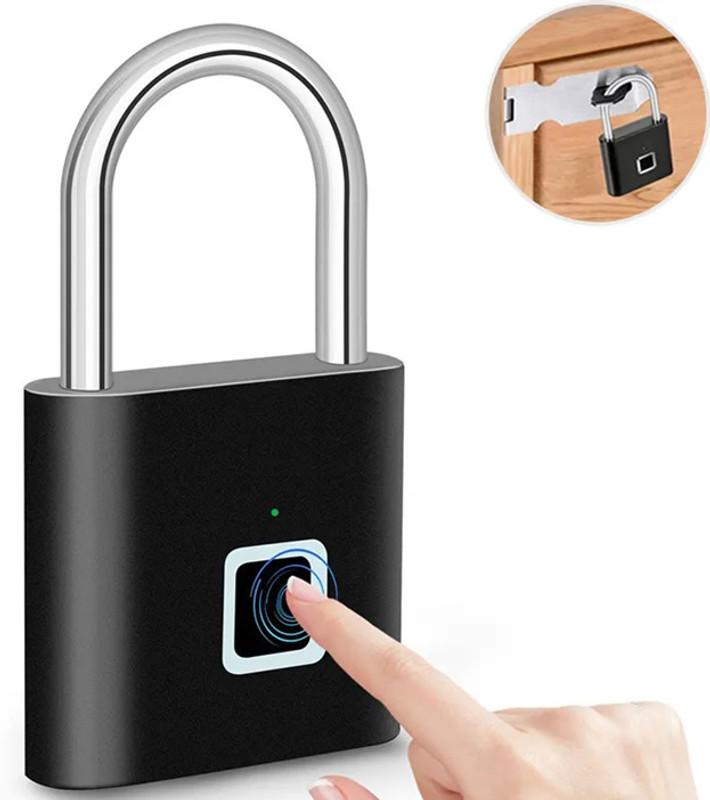 STAR PRIM Best Practice Waterproof Suitcase Padlock Finger print High Security Cerradura Inteligente Smart Door Lock(Black)