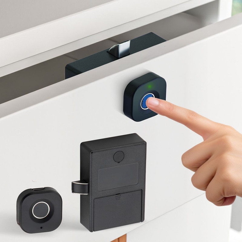PLUS POINT M2x Premium Fingerprint Biometric Digital Wardrobe Lock for Cabinets, Almirah & Drawers – BLK Finish | Digital Drawer Lock | Digital Cabinet Lock | Digital Wardrobe Lock (1 Year Warranty) Smart Door Lock(Black)