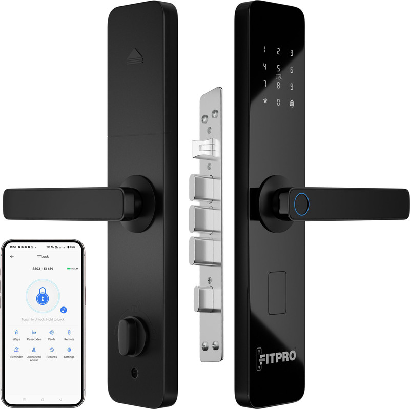 Fitpro Sentinel S1 Pro Smart Door Lock Fingerprint PIN RFID App Key Access Smart Door Lock(Black)