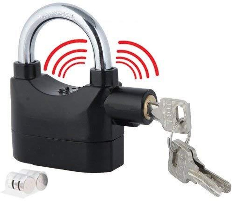 Inditradition High Security Alarm Padlock | Multipurpose Use, 110dba Alarm Sound, 3 Keys ALARM LOCK(Black)