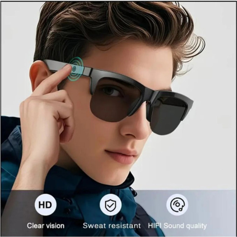 reeepud Top Selling Bluetooth Smart Sunglasses MP3 UV Filtered Lenses Bluetooth Calling(Black)