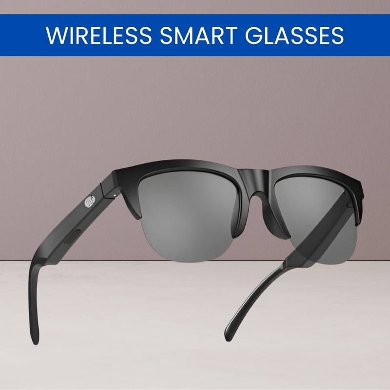 FRONY Smart Glasses, Bluetooth Sunglasses With Open Ear Speaker for Men/WomenKS422(Black)