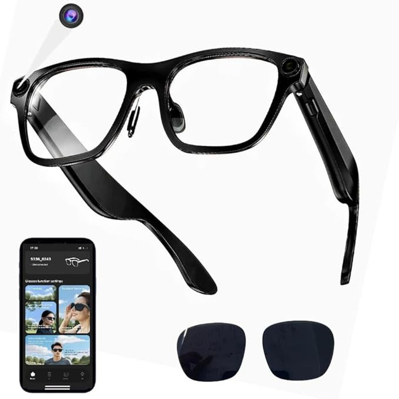 WeRock Smart Glasses Hidden HD Camera Motion Capture | Lightweight Frame Wearable W232(Black)