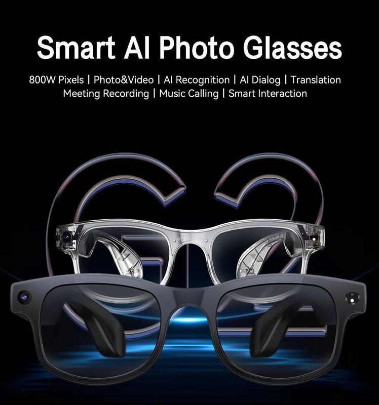 REEPUD G2,AI Camera Smart Glasses, 8MP, HD, Photo & Video, Bluetooth, Voice Translation(Black)