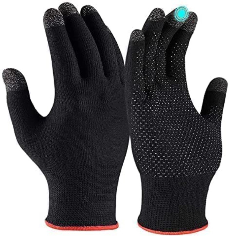 Brunzo ® 2pcs gloves for PUBG Sweat Proof Non-Scratch Sensitive Touch Screen Gaming(L Black)