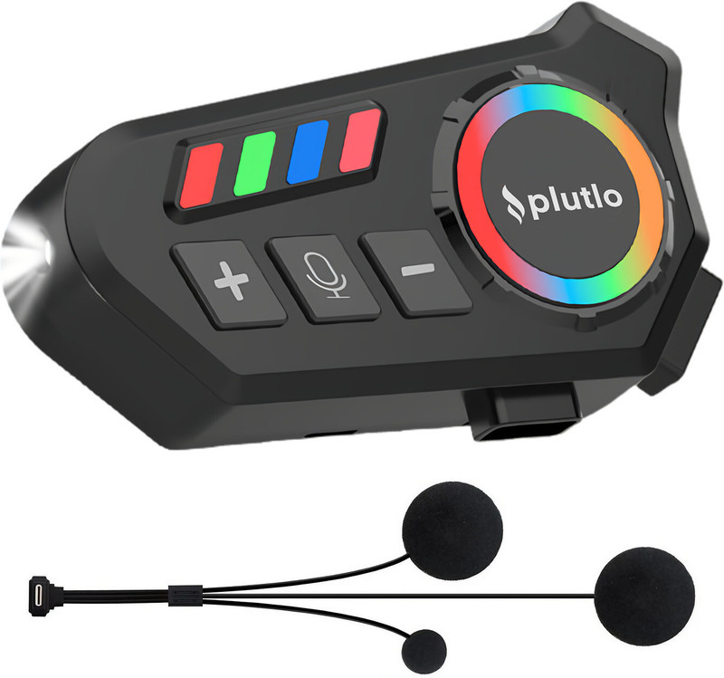 PLUTLO Motorcycle Helmet Bluetooth Headset | 40H Playtime | Noise Cancelling | IPX8 Smart Headphones(Wireless)