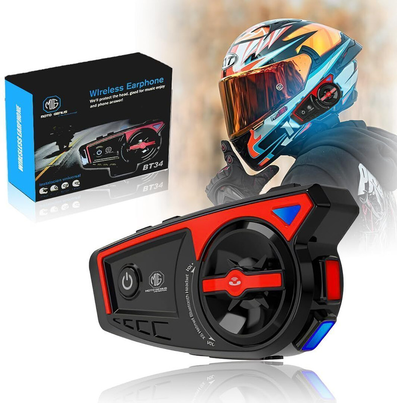 Moto Genius BT34 5.3 Motorcycle Helmet Headset, IP65 Waterproof Wireless Headphones Smart Headphones(Wireless)