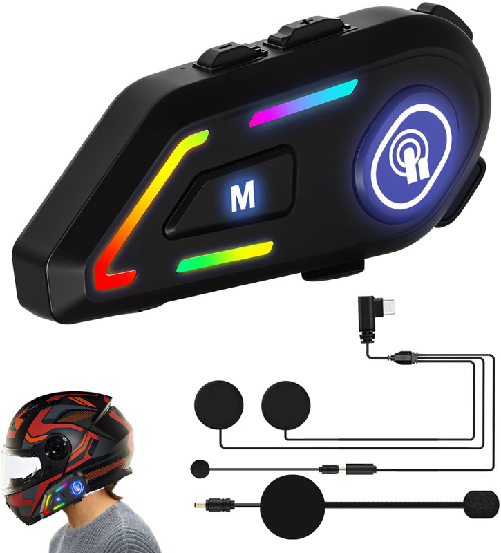 Otoroys Motorcycle Helmet Bluetooth Headset Dual Phone Connectivity at Same time Smart Headphones(Wireless)