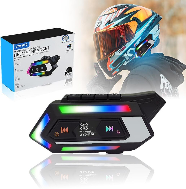 Moto Genius JYD-C10 Helmet Bluetooth Headset with Mic and Dual Earphones Smart Headphones(Wireless)