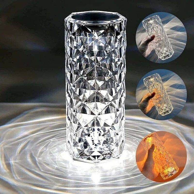 RuHaNest Crystal Table Lamp, Touch Remote Control Modern Nightstand Lamp Table Lamp