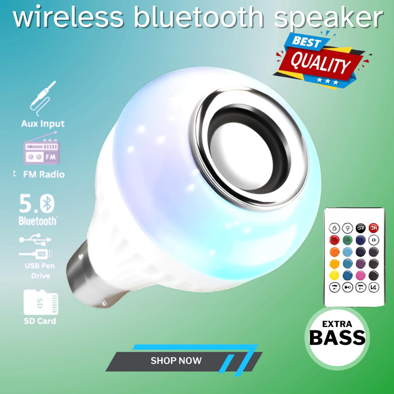 Clairbell Bluetooth Music Bulb Speaker With Remote Control Change Disco light for HomeW339 Smart Bulb