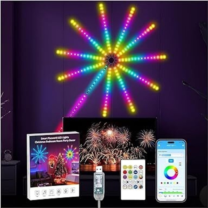 SOS Smart Firework LED Strip Lights with RGB Colors & Music Sync, USB Powered (5V) Light Strip