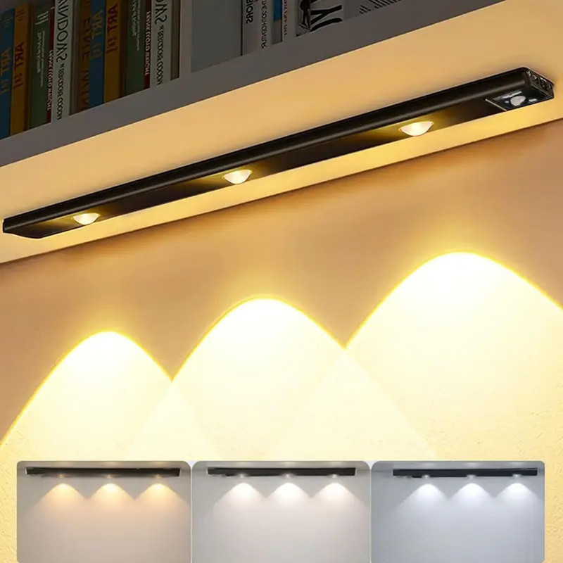 KAYORA Premium (Black) Under Cabinet Ultra-Thin, 3 Beads with 3 Mood Color Hill Effect Motion Sensor Light