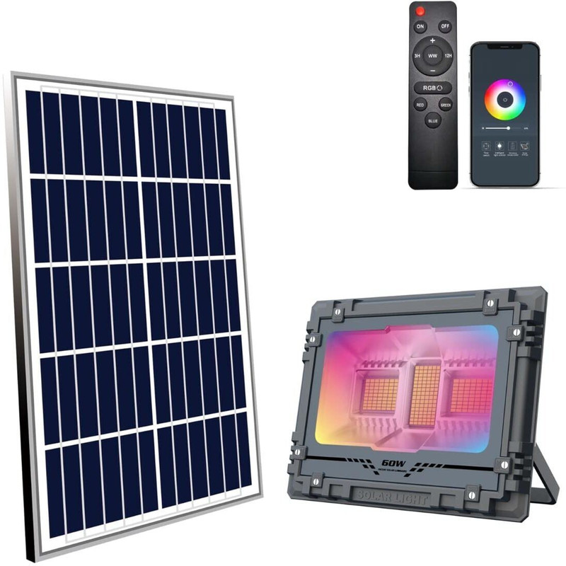 Homehop 60W Solar Led Waterproof Flood Light for Home Outdoor Garden with RGB Led