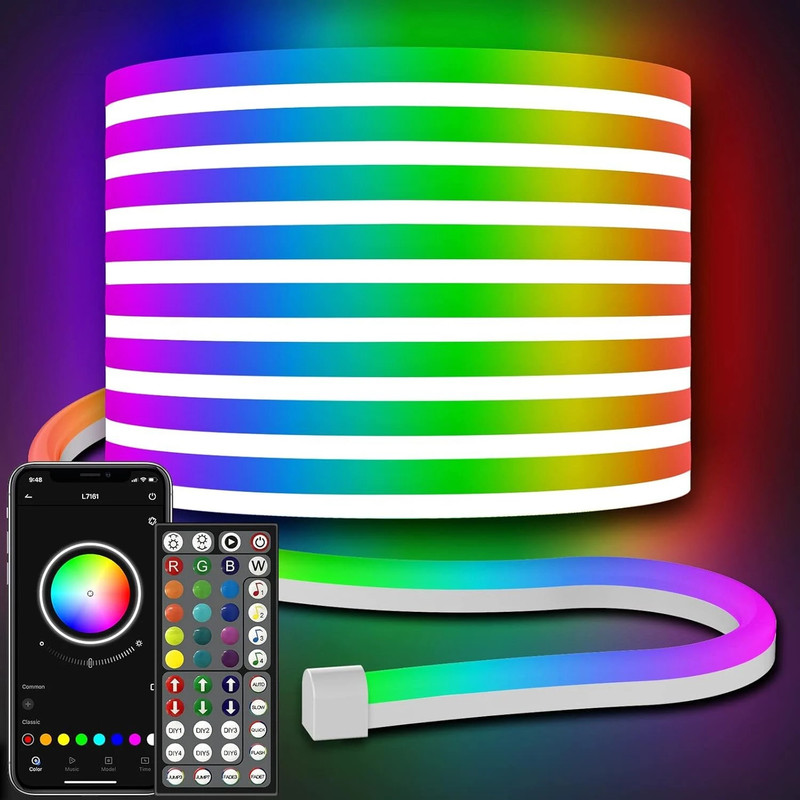 AQUABUCKET Multi Colour Neon Rope Light, Waterproof Outdoor Flexible Light with Connector, Light Strip