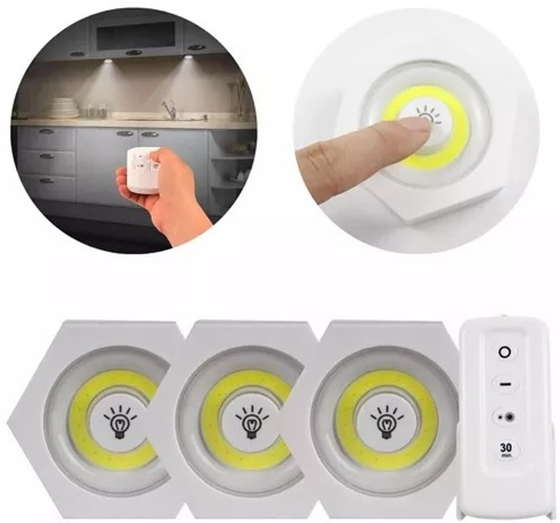 VOLTegIC 3-Pack Bright White COB LED Lights with Remote Control Ceiling Lamp
