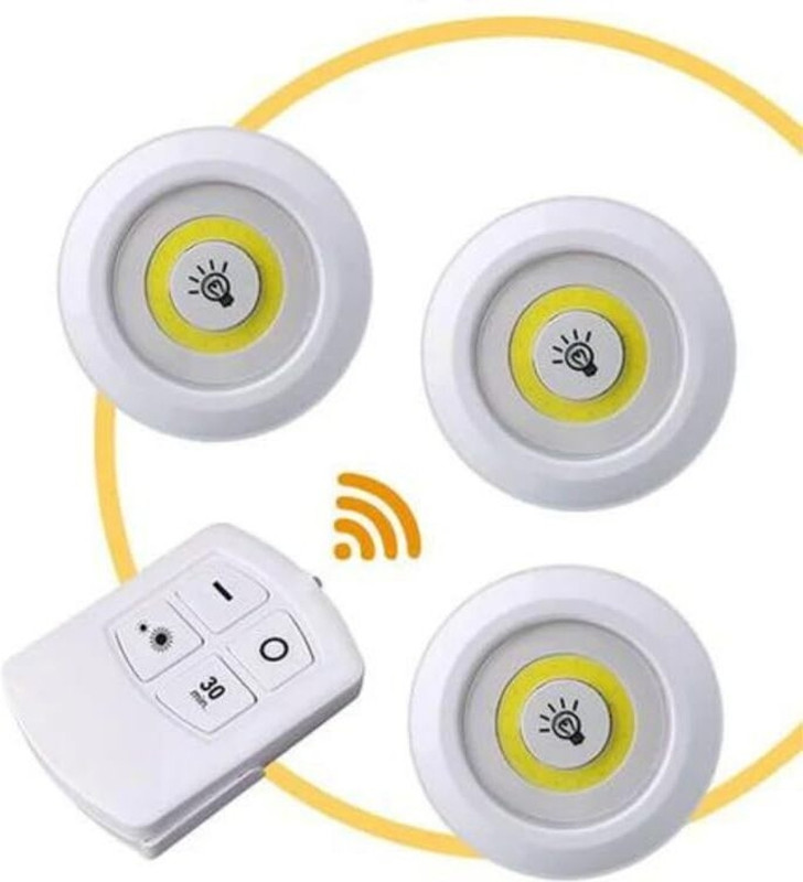Reena Enterprises Remote Control LED Lights - Wireless, Battery Operated, Set of 3 Ceiling Lamp