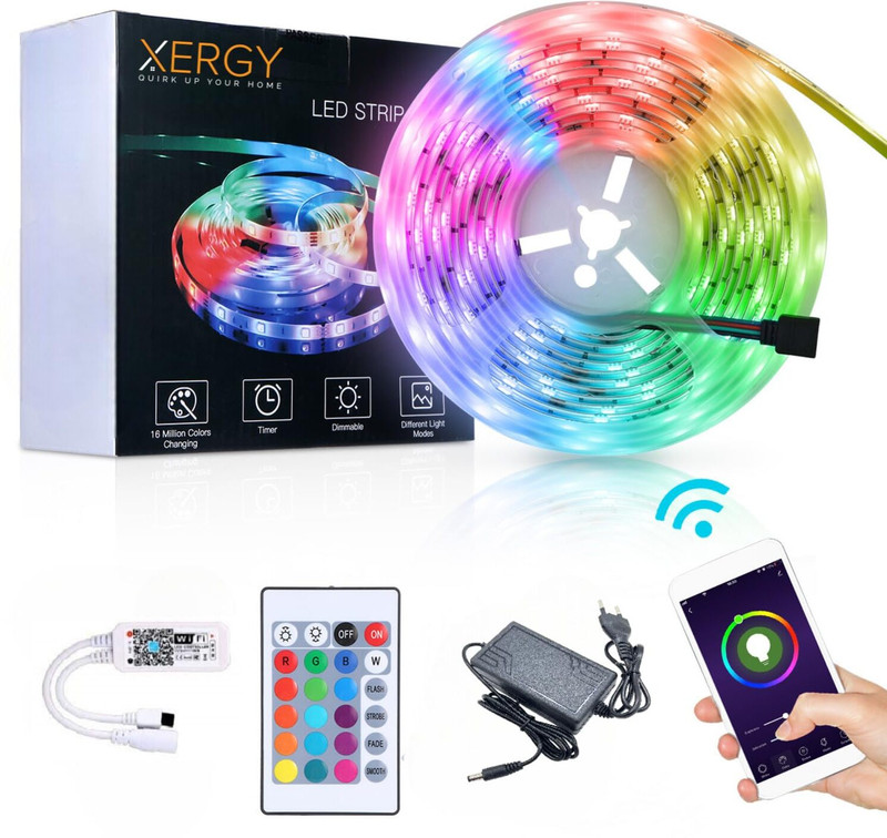 XERGY LED Strip Lights 150 LEDs Rope Light, 5 Meter (Smart Wi-Fi Control)-Multicolor Light Strip