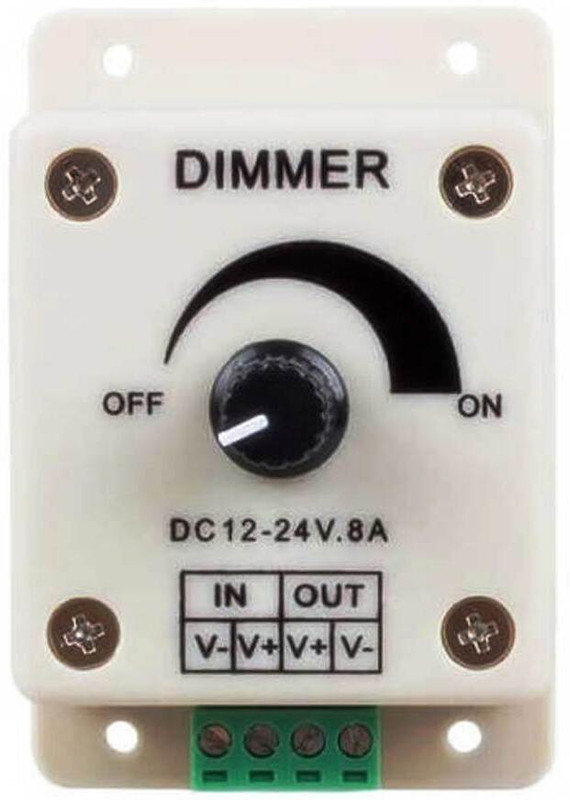 BALRAMA 12V-24V 8A Adjustable Dimmer Switch PWM Dimming Controller for Single LED Strip 100 Watts Computer PSU with 4 SATA Cables(IVORY)