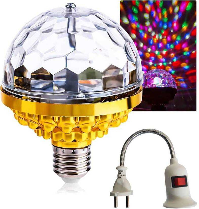 Aruklie Colorful Disco Rotating Magic Ball LED Light Bulb with Sockets Single Disco Ball(Ball Diameter: 13 cm)