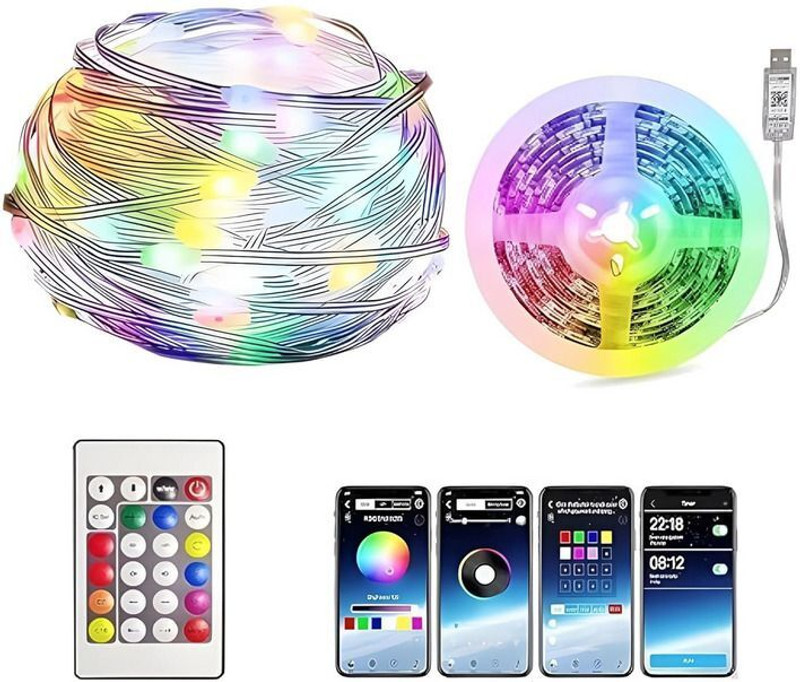 HRYFiNE 5M Usb Powered Smart LED Strip Light For Home Decoration with Remote|App Control Light Strip