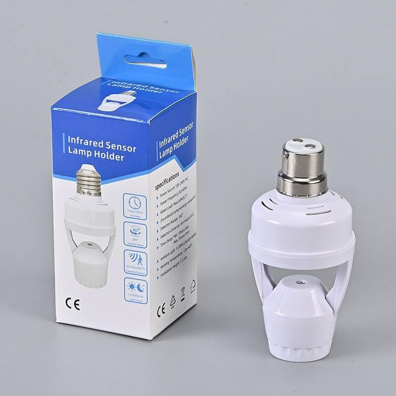 PORMONO Sensor Light Socket,Smart Lamp Bulb Holder Adapter Auto On/Off Light Control Motion Sensor Light