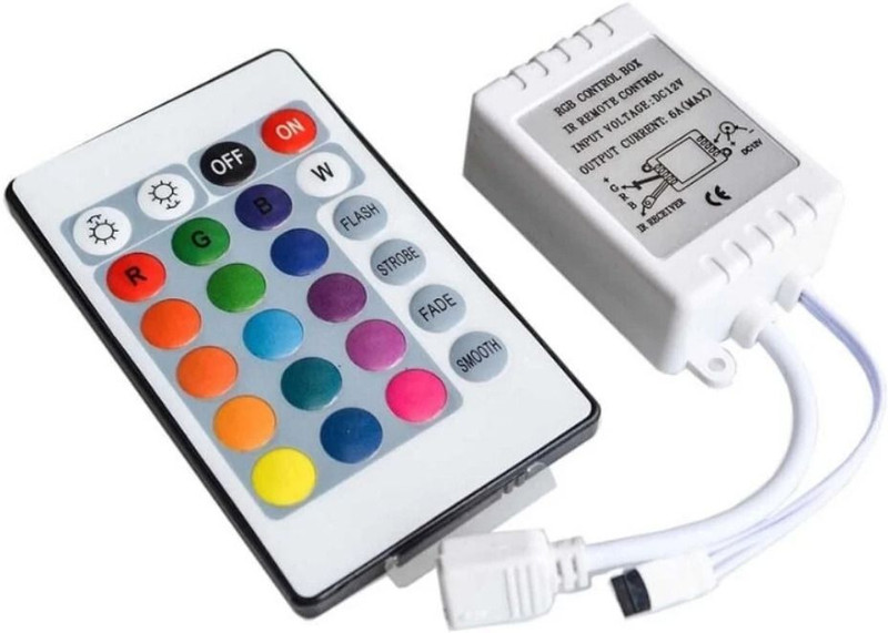 GoodsBazaar DC 9V-12V 24 Key RGB LED Controller Light Strip IR Remote Controller 2835 5050(White)