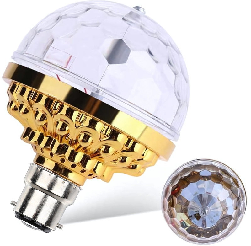 KAVYARA 6W Golden Rotating RGB LED Bulb – Disco Light Effect Decorative Light for Home Smart Bulb